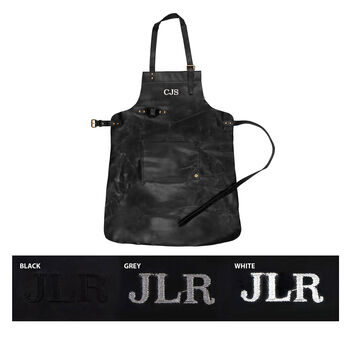 Personalised Black Leather Apron And Tool Roll Gift Set, 8 of 10