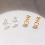 Gold Vermeil Faceted Circle Studs, thumbnail 3 of 7