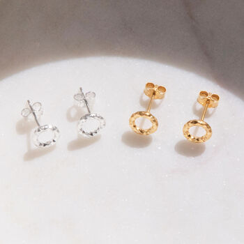 Gold Vermeil Faceted Circle Studs, 3 of 7