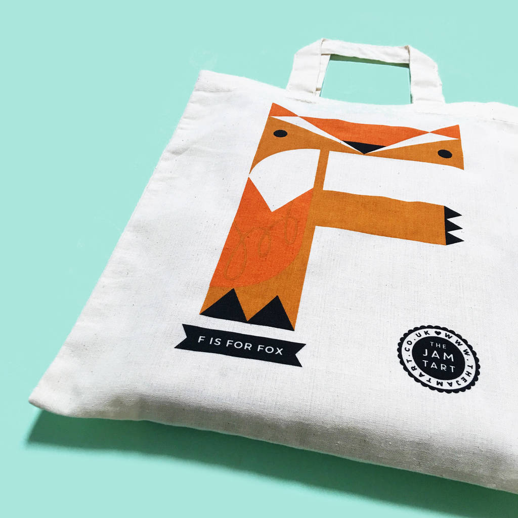 Animal Alphabet F Is For Fox Tote Bag By The Jam Tart ...