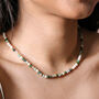 Gold Steel Green Semi Precious Stone Beaded Necklace, thumbnail 2 of 4