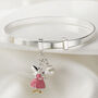 Personalised Sterling Silver Pink Fairy, Pearl Bangle Christening | Baptism | 1st Birthday | Engraved Jewellery, thumbnail 4 of 7