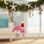 Handmade Felt Festive Prawn Hanging Decoration, thumbnail 1 of 4