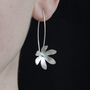 Silver Daisy Flower Earrings Side Facing, thumbnail 3 of 4