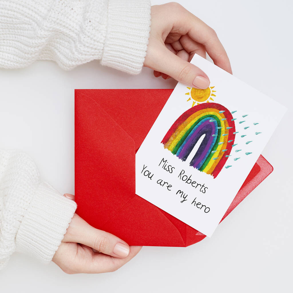 Personalised Rainbow Thank You Teacher Card By So Close