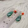 Green Emerald, Coral Sterling Silver Earrings, thumbnail 8 of 9