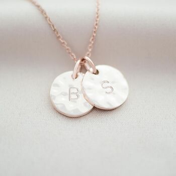 Personalised Hammered Double Initial Disc Necklace, 4 of 12