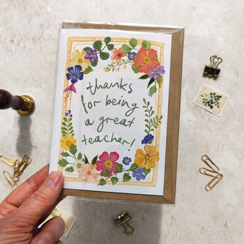 Bright And Colourful Floral Thank You Teacher Card, 2 of 3