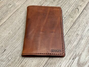 Personalised A6 Leather Pocket Journal, Refillable Notebook, Spanish Brown, 2 of 10