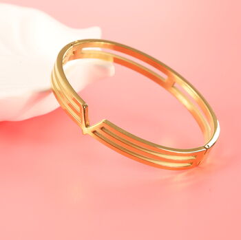 Gold Plated V Line Harmony Bangle Bracelet, 10 of 10