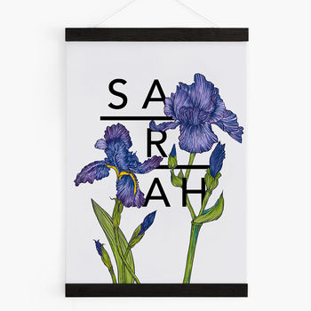 Personalised Iris Botanical Flower Print, 5 of 9