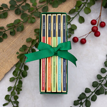 Organic Dark Chocolate Bars In Green Christmas Gift Box, 2 of 3