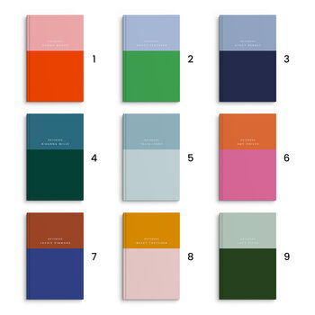 Hardback Notebook Personalised Name Colour Block Design, 7 of 7