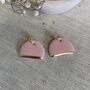 Pink Half Circle Ceramic Earrings 22k Gold Lustre, thumbnail 4 of 4