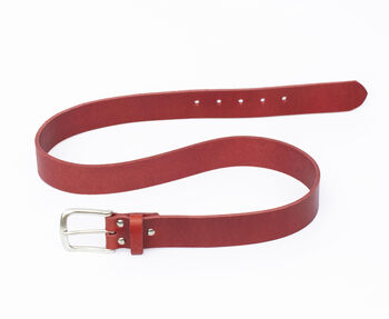 Premium Handmade Mens Leather Belt Red 35mm Wide, 4 of 9