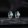 Aqua Green Opal Cz Huggie Hoop Earrings, thumbnail 1 of 9