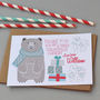 12 Personalised Christmas Bear Thank You Cards, thumbnail 1 of 4