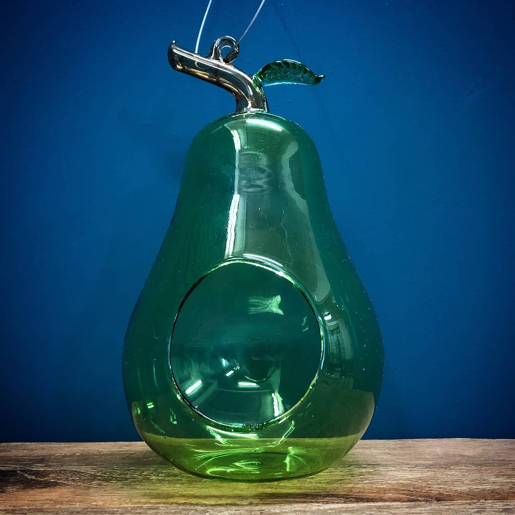 Green Pear Hanging Glass Bird Feeder By Garden Selections