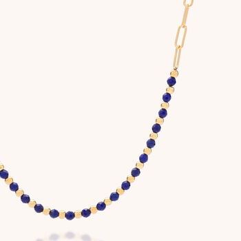 Gem Shine Lapis Necklace With Paperclip Chain, 4 of 7