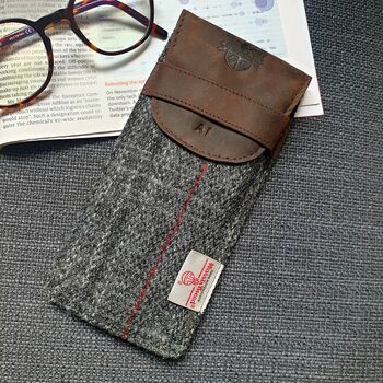 Personalised Harris Tweed And Leather Glasses Case, 10 of 10