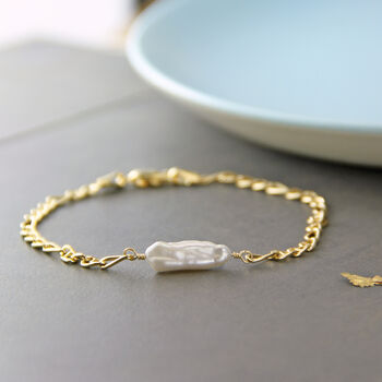 Long Irregular Keishi Pearl Gold Filled Bracelet, 2 of 8