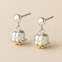 Sterling Silver May Birth Flower Lily Of The Valley Earrings, thumbnail 1 of 4