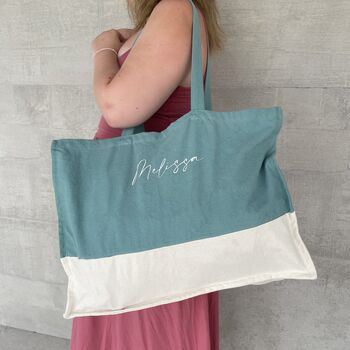 Personalised Emily Square Cotton Beach Bag, 3 of 10