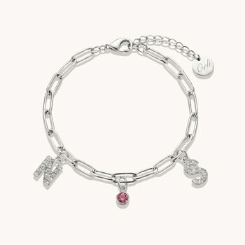 Charm Builder™ Silver Paperclip Chain Multi Charm Bracelet, 2 of 9