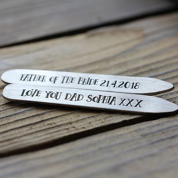 Deep Engraved Personalised Silver Collar Stiffeners, 4 of 6