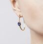 18k Gold Plated Blue Druzy Crystal Large Hoops, thumbnail 1 of 4