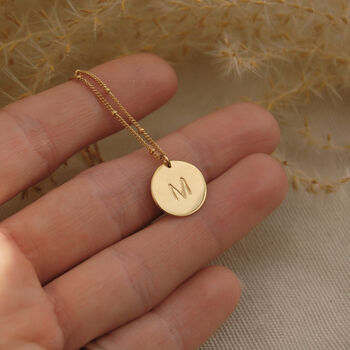 Personalised Initial Disc Necklace In Silver Or Gold, 6 of 9