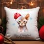 Personalised Christmas Cat Santa Hat Cushion Cover, thumbnail 7 of 11