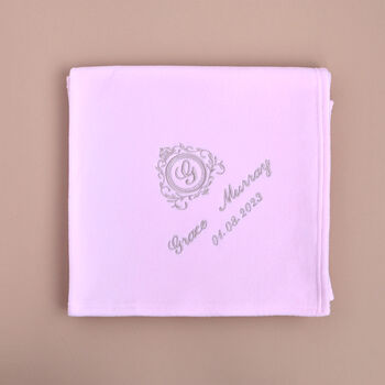 Personalised Pink Fleece Baby Monogram Blanket, 4 of 5