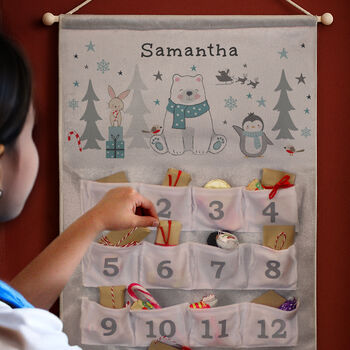 Personalised Hanging Advent Calendar Polar Bear Design, 2 of 6