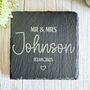 Personalised Slate Wedding Coaster Mr And Mrs Gift, thumbnail 1 of 7