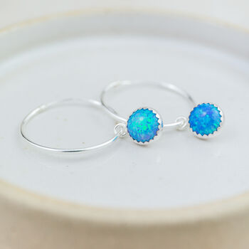 Sterling Silver Large Gemstone Hoop Earrings, 8 of 12