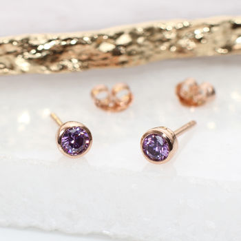 Rose Gold Plated Sterling Silver Birthstone Earrings, 3 of 7