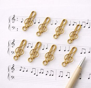 Gold Music Note Paperclips Set Of Eight, 2 of 4