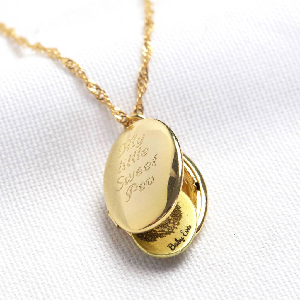 Personalised Fingerprint Oval Locket Necklace By Lisa Angel ...