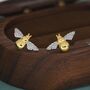 Sterling Silver Tiny Bumble Bee Stud Earrings, thumbnail 2 of 12