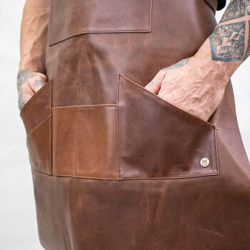 Personalised Multi Pocket Full Grain Leather Apron, 6 of 8