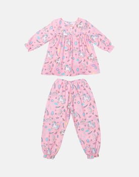 Girls Pink Unicorn / Magical Pony Cotton Pyjama Set, 6 of 8