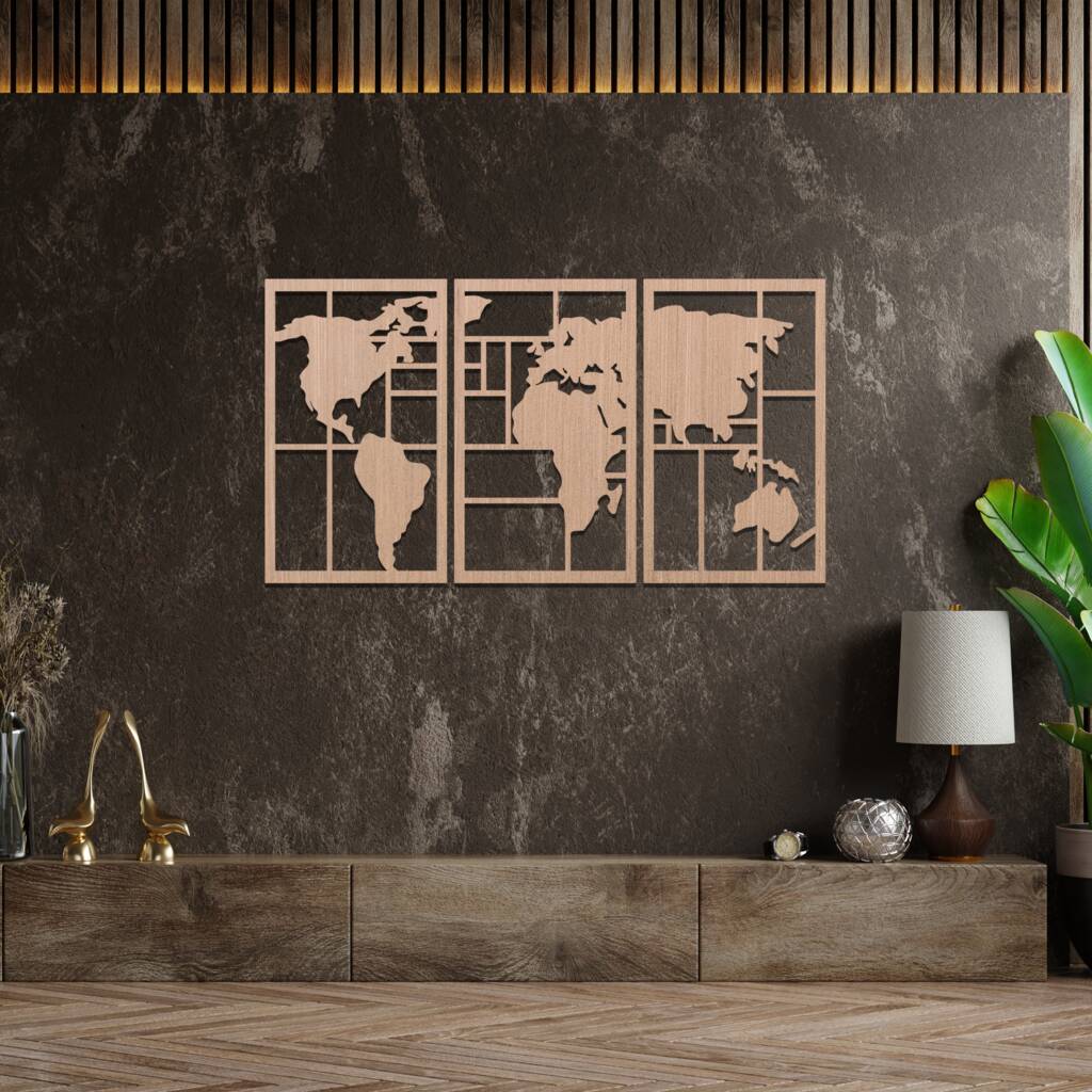 Wooden World Map Living Room Home Office Decor By Duke Craft