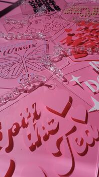 Personalised Clear Acrylic Banner With Acrylic Chain, 7 of 8