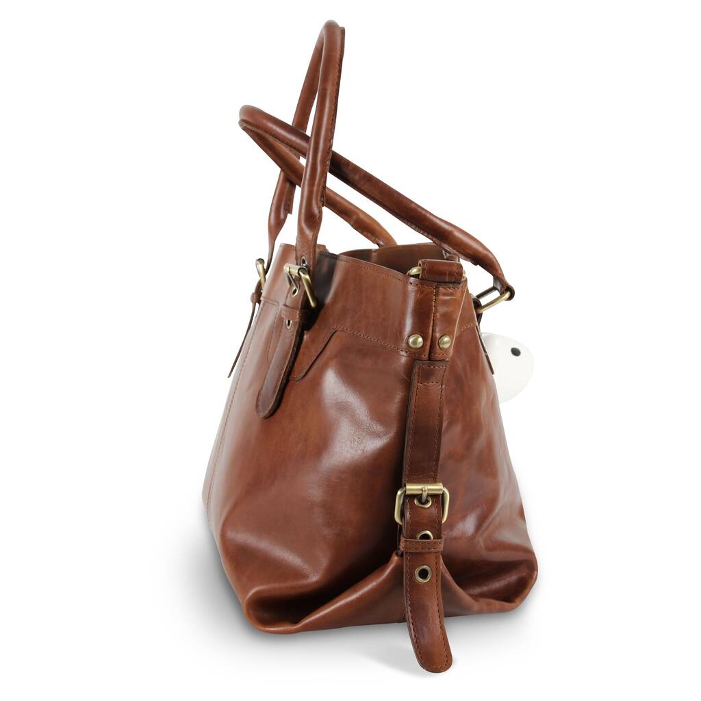 tan leather work bag