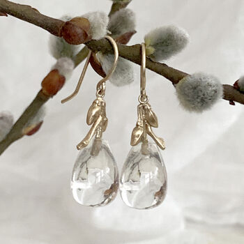 Willow Twig Drop Earrings With Crystal Quartz, 5 of 6