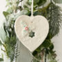 Porcelain Heart With Holly Christmas Decoration, thumbnail 2 of 4