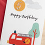 Personalised Red Fire Truck Birthday Card With 3D Age, thumbnail 3 of 4