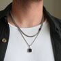 Silver Onyx Necklace Set For Men Chain And Pendant, thumbnail 5 of 11