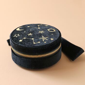 Starry Night Velvet Mini Round Jewellery Case, 5 of 12